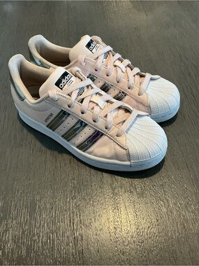 Adidas Superstar Pink Tint Metallic Silver Shell Toe Sneaker FW5014 Size 7